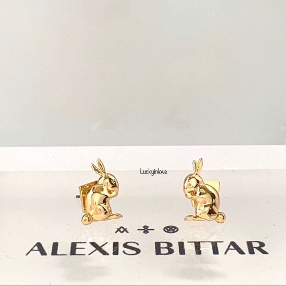 Alexis Bittar New Gold Hare Bunny Sculpted Woodland Animals Small Stud Earrings - Picture 14 of 16